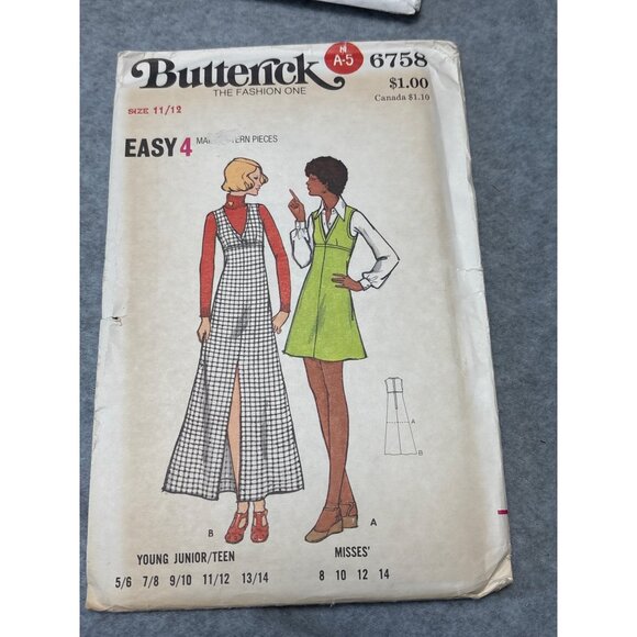 Vintage Butterick 6758 Sewing Pattern 1970s Jumper Size 11/12 - Picture 4 of 4